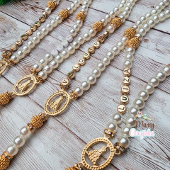 Terço Personalizado dourado - Mamy Corujinha