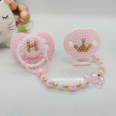 CHUPETA + PRENDEDOR LUXO Rosinha