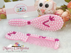Kit Pente + escova rosa V - comprar online