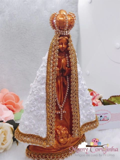 Nossa Senhora com manto em renda guipir 25cm na internet