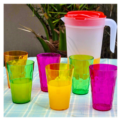 Set de 6 Vasos Multifacetados Cristal Plástico Colombraro - comprar online