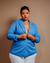 BLAZER ESTRUTURADO DE LINHO MISTO COM OMBREIRAS AZUL - 10260 - loja online