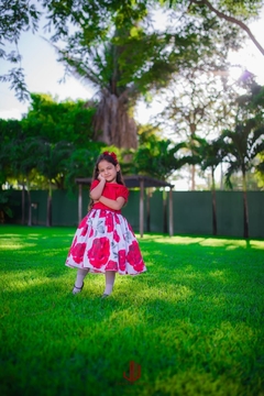 Vestido Coleção Florescer Vermelho Barrado - comprar online