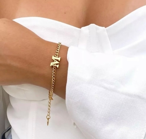 Pulseira inicial rodio (prata)