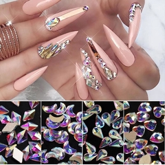 Cristales Forma Uñas Decoración Tornasol X50u