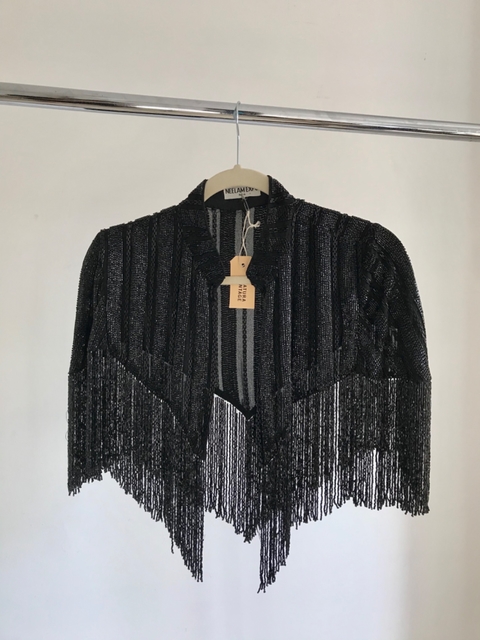 Capa bordada vintage franjas