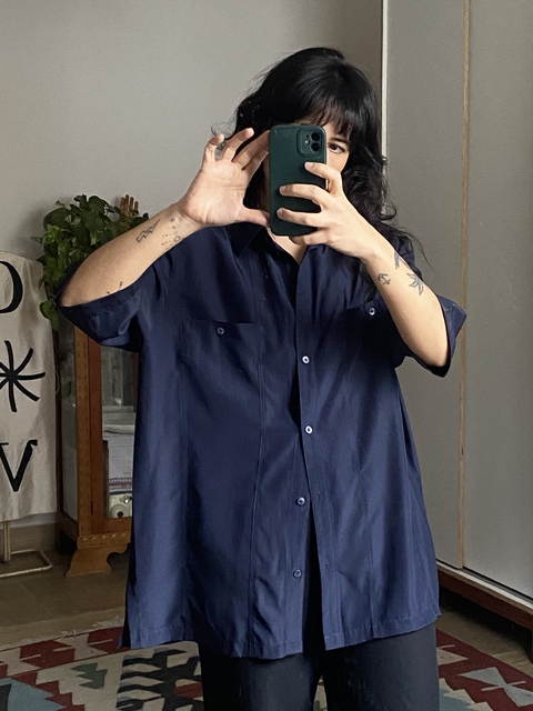 Camisa de Seda Navy