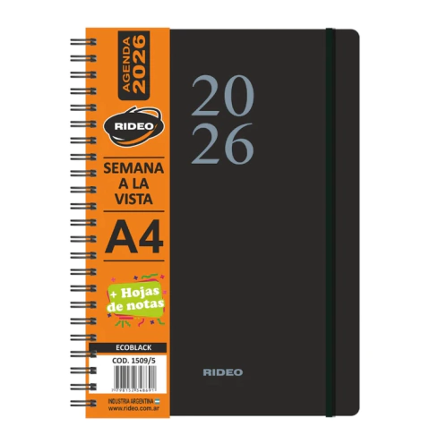 Imagen de Agenda Rideo ECOBLACK A4 Semanal