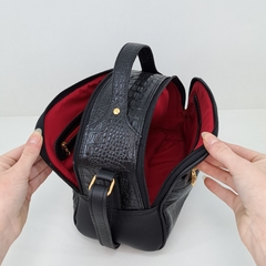 BOLSA EM COURO CROCO PRETO REF. 1229 - Kalinka Store