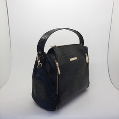 BOLSA EM COURO CROCO PRETO REF. 1210 na internet