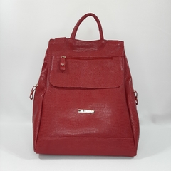 MOCHILA ANTIFURTO EM COURO LEZARD VERMELHO REF. 1225