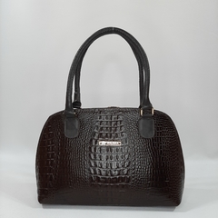 BOLSA EM COURO CROCO PRETO REF. 1058