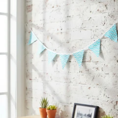 Bandeirinhas Em Tecido Chevron Azul Varal Decorativo - comprar online