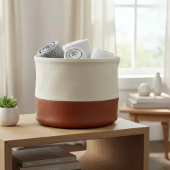 Eco Cesto de Tecido Cru e Corano caramelo Grande - comprar online