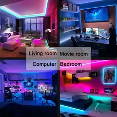 Fita de LED USB Bluetooth, luzes RGB, lâmpada flexível, fita, autoadesiva, TV,