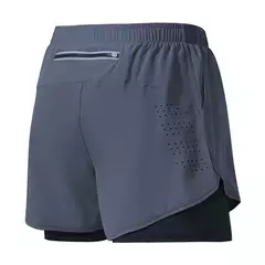 Calções de corrida masculina de secagem rápida fitness preto dupla camada shorts na internet