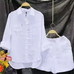 Verão algodão linho casual casa 2 peça conjunto para as mulheres 2025 moda br Apoio Marca JG - loja online