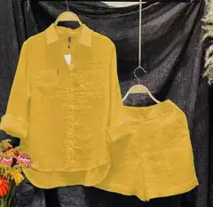 Verão algodão linho casual casa 2 peça conjunto para as mulheres 2025 moda br Apoio Marca JG - JG-MULTIMARCAS20