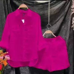 Verão algodão linho casual casa 2 peça conjunto para as mulheres 2025 moda br Apoio Marca JG - JG-MULTIMARCAS20