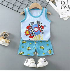 Conjunto de camiseta e shorts de algodão infantil, terno sem mangas - comprar online