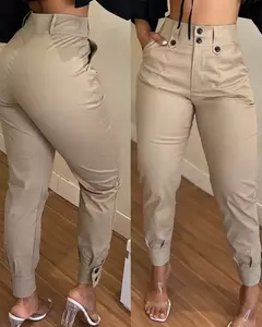 2024 nova moda feminina calças elegantes sexy primavera verão novo cáqui casu
