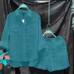 Verão algodão linho casual casa 2 peça conjunto para as mulheres 2025 moda br Apoio Marca JG - comprar online