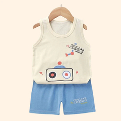 Conjunto de camiseta e shorts de algodão infantil, terno sem mangas - comprar online