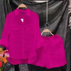 Verão algodão linho casual casa 2 peça conjunto para as mulheres 2025 moda br Apoio Marca JG - JG-MULTIMARCAS20