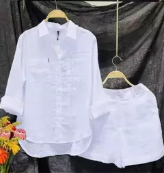 Verão algodão linho casual casa 2 peça conjunto para as mulheres 2025 moda br Apoio Marca JG - loja online