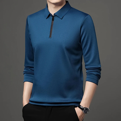 Polo de manga comprida com zíper masculino, gola virada para baixo, roupas masc - JG-MULTIMARCAS20