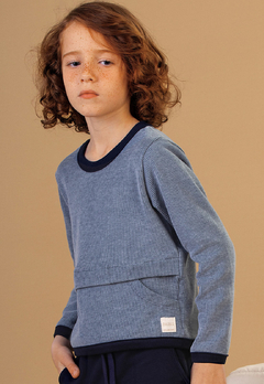 Conjunto Bugbee Malha Tricô Aveludada e Moletom Azul - comprar online