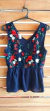 Blusa azul con tul bordado