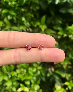 Brillo Grande Rosa Abridor Plata 925 - El Par