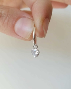 Argollita Cubic - Corazon Brillo- Plata 925 Unidad