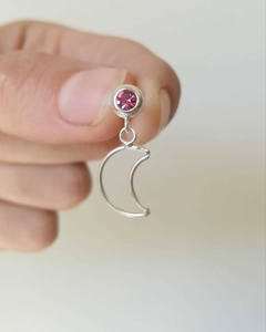 Aro Strass con Dije Luna- Plata 925 Unidad