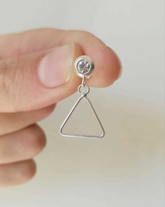 Aro Strass con Dije Triangulo - Plata 925 Unidad