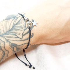 Pulsera Estrella hilo encerado - Acero