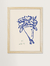 Ilustração de um buquê de flores em estilo botânico, com traços em azul sobre fundo claro.
