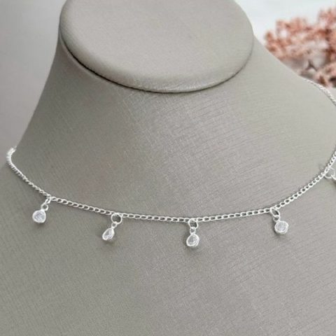 COLAR CHOKER PONTO DE LUZ REDONDO CRISTAL