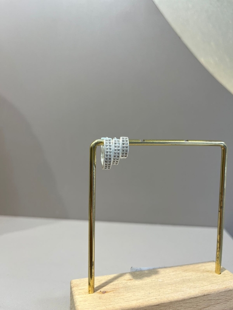 BRINCO TRIO ARGOLINHA DUAS FILAS CRAVEJADA