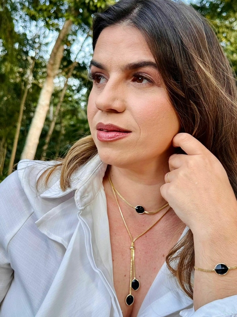 COLAR CHOKER PEDRA PRETA ALBA