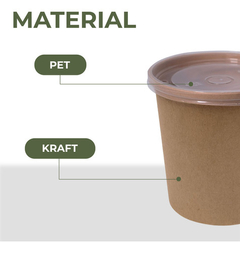 Pote Contenedor Recipiente Kraft 12oz Con Tapa Plástico 10u