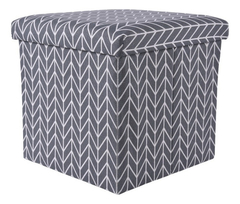 Puff Baúl Cuadrado Con Diseños Gris Con Tapa Ottoman - comprar online