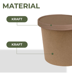 Pote Contenedor Recipiente Kraft 8oz Con Tapa Cartón 30u