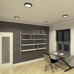 Foco Led Negro 24w Redondo Sobrepuesto Luz Cálida Plafon Estructura Negro - 003376