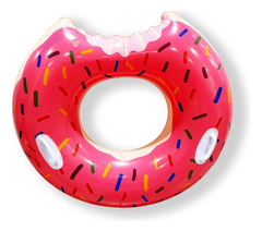 Flotador De Natación Donuts 100cm Con Manilla Color Rosado