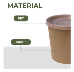 Pote Contenedor Recipiente Kraft 16oz Con Tapa Plástico 30u