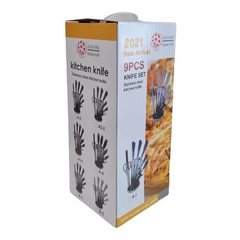 Juego De Cuchillos Con Base 9 Piezas Acero Inoxidable - comprar online