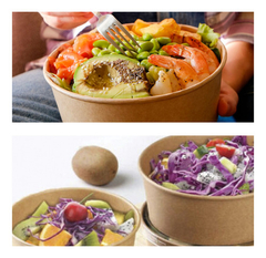 Bowl Envase Recipiente Kraft Con Tapa Pet 1000ml 10u en internet