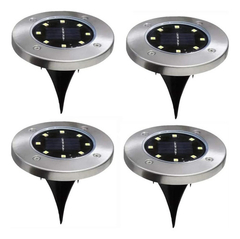 Luz Solar 8 Led Con Estaca Exterior Tierra Jardin X4 Estructura Blanco Frío